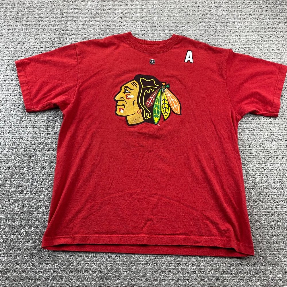 Reebok Chicago Blackhawks Shirt Men Large L Red #10 Patrick Sharp NHL Hockey